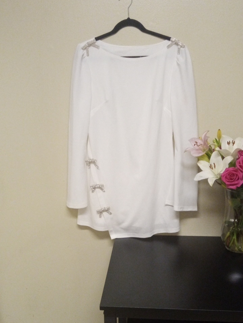 CIDER Asymmetrical Dress With Bow Rhinestone Size L - Picture 2 of 8